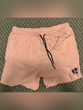 Rue21 Peach-Pink Elastic Drawstring Bermuda Shorts with Leaf Accent